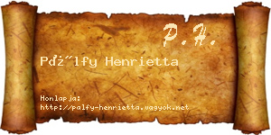 Pálfy Henrietta névjegykártya