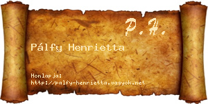 Pálfy Henrietta névjegykártya